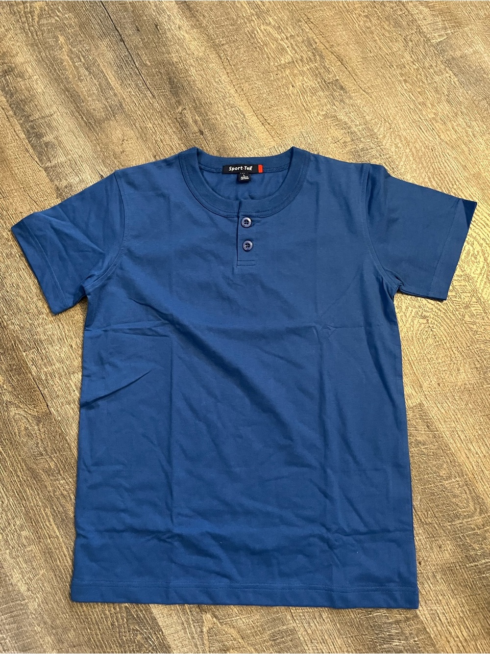 Sport-Tek Boys' Large Blue Short Sleeve Henley Tee